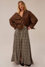 Windowpane Check Oversize Button-Up