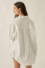 Windowpane Check Oversize Button-Up