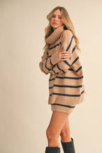 Oversized Stripe Turtle Neck