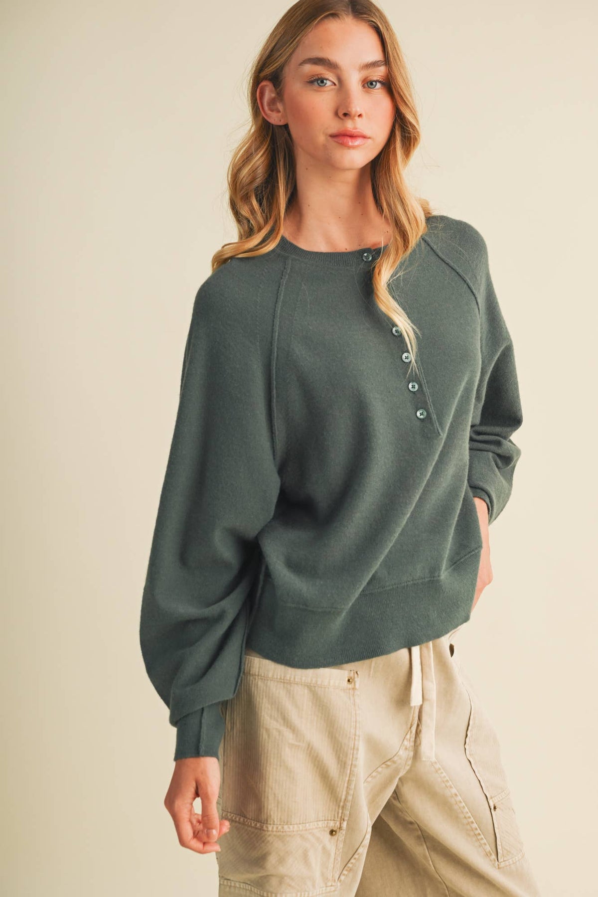 Knit Henley Raglan