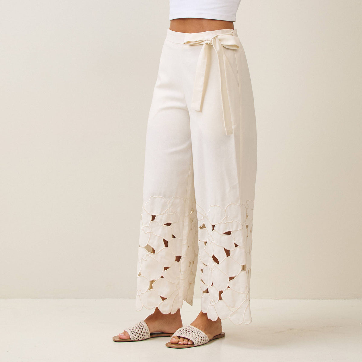 Final Sale-Floral Cutout Pants