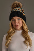 Black & Multicolored Chenille Pom Hat