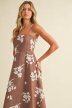 Final Sale-Floral A-Line Midi Dress