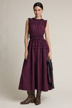 Wine Plaid Maxi Dress