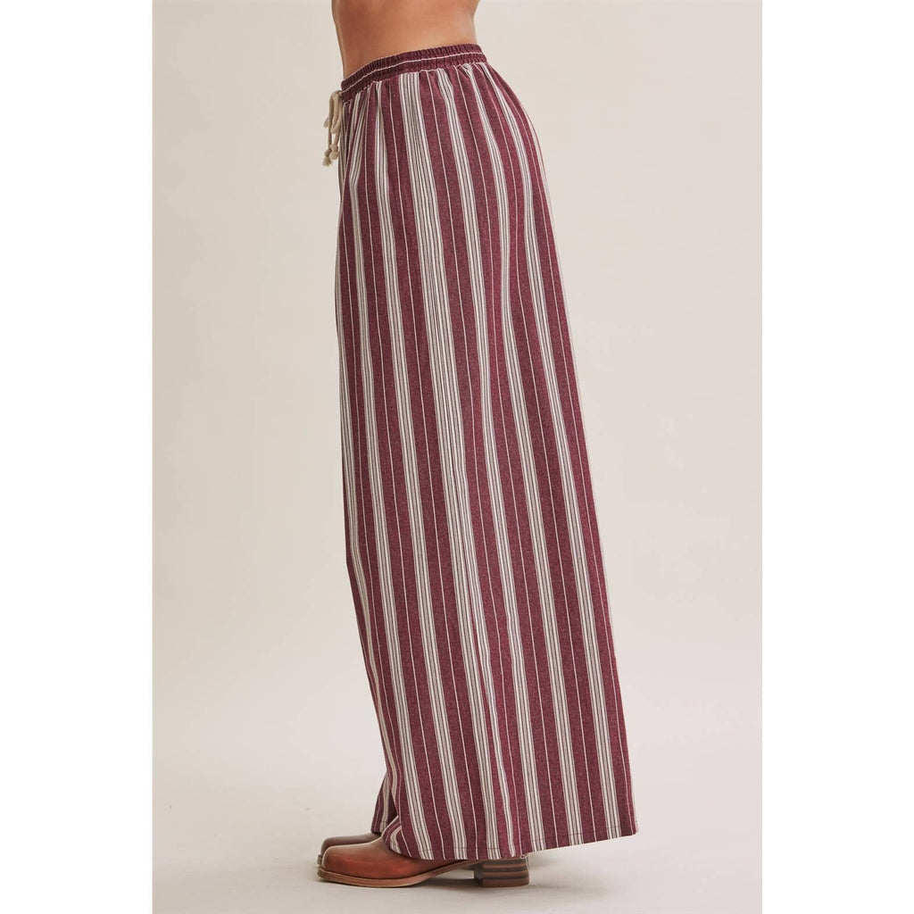 Vertical Stripe Wide-Leg Pants