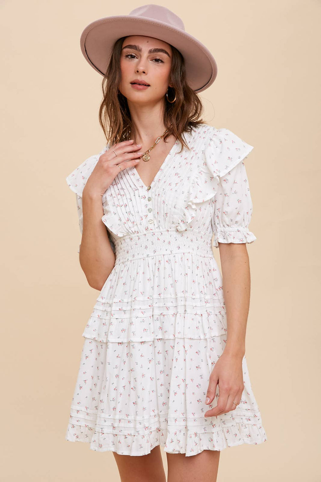 FInal Sale-Tiered Floral Mini Dress