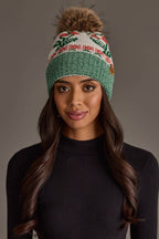 Off White Cherry Pattern Pom Hat