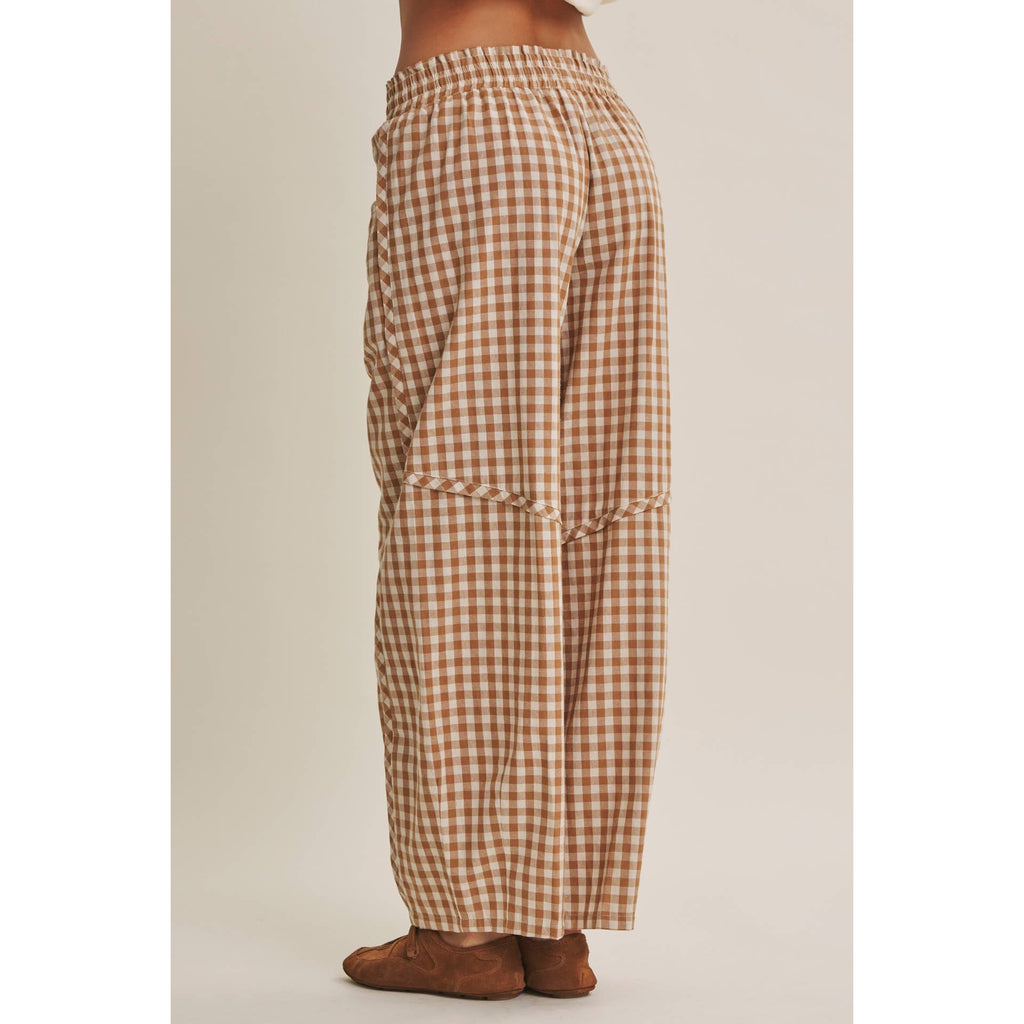 Relaxed Gingham Barrel Pant
