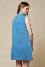 Final Sale-Collard Shift Mini Denim Dress