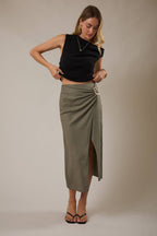Final Sale-Wrap Midi Skirt