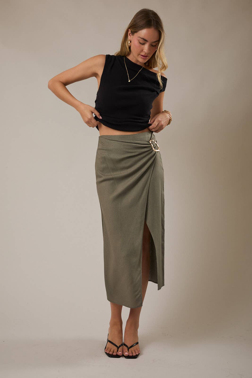 Final Sale-Wrap Midi Skirt