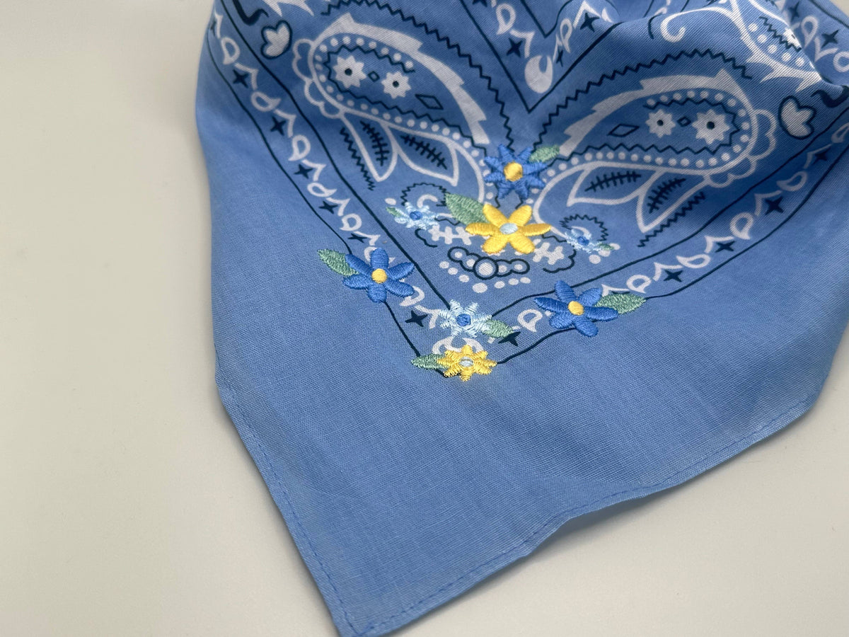 Final Sale-Blue and Yellow flower bandana