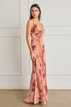 Bold Floral Frilly Hem Maxi Dress