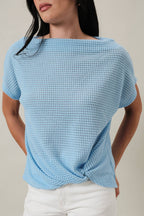 Final Sale-Boat Neck Twist Top
