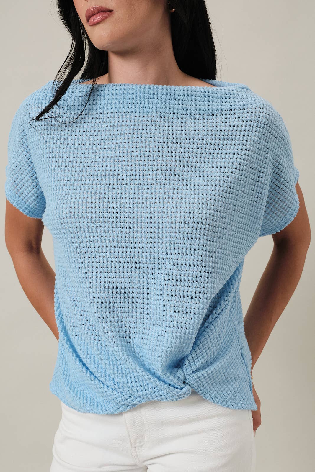 Final Sale-Boat Neck Twist Top
