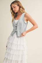 Final Sale-Double Buckle Denim Vest
