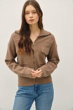 Final Sale-Zip Up Sweater Jacket