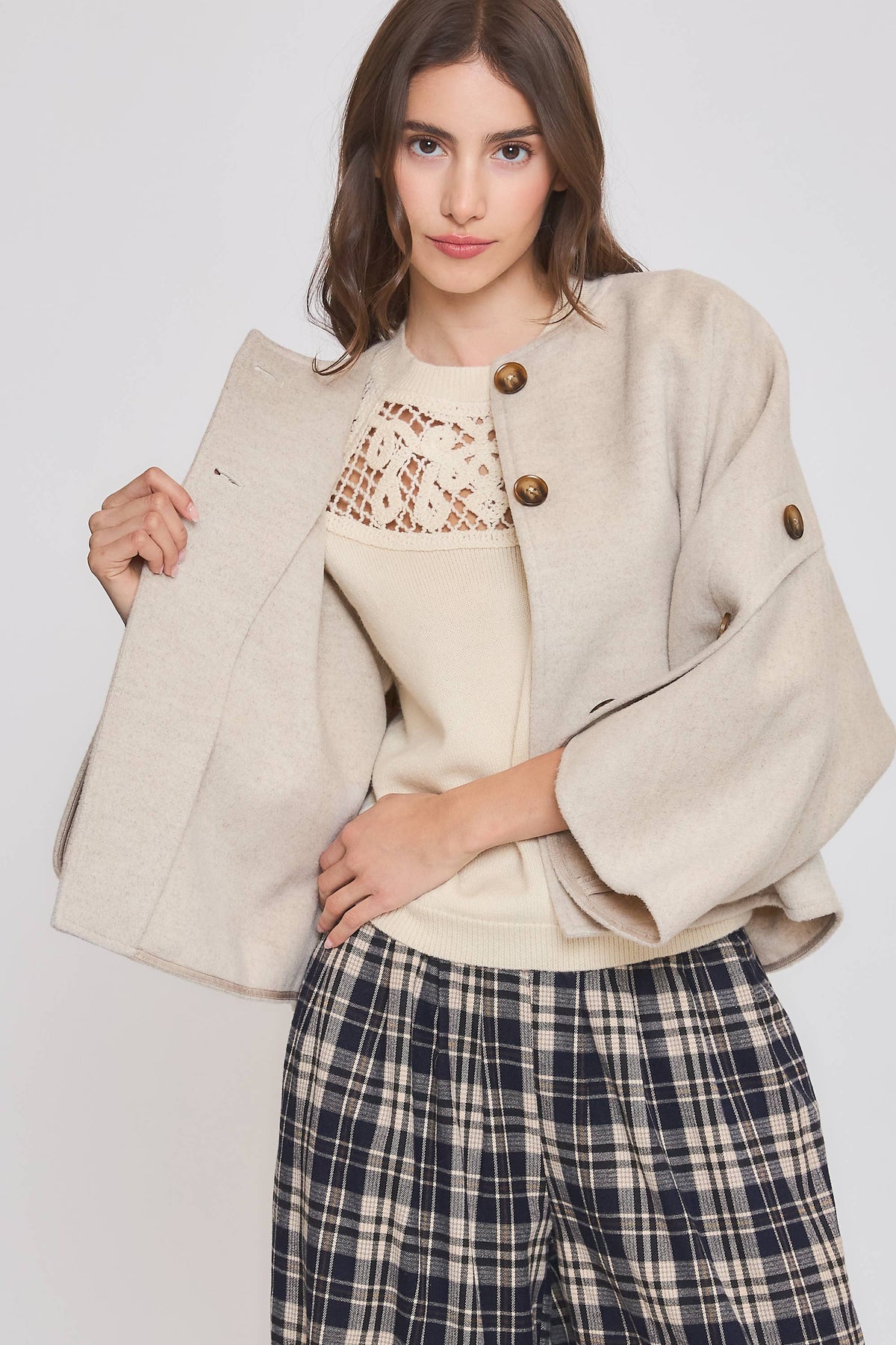 Wool-Blend Cape Coat