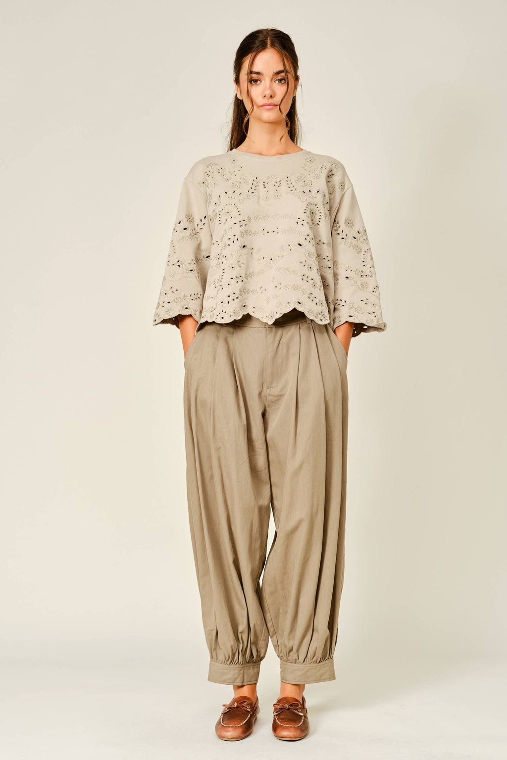 Eyelet Terry Sweatshirt
