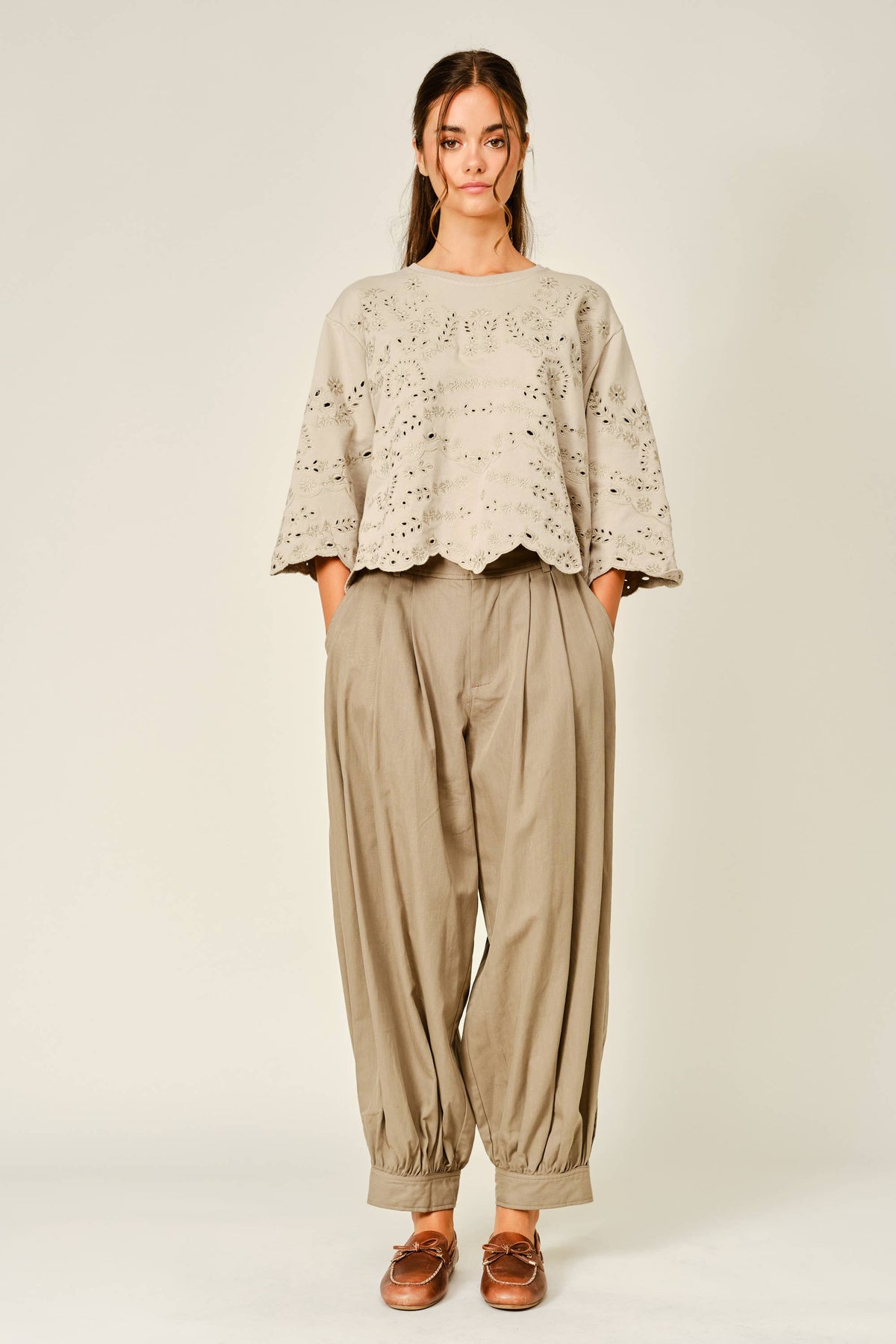 Eyelet Terry Sweatshirt
