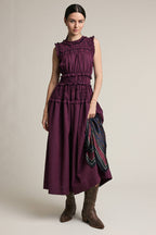 Wine Plaid Maxi Dress