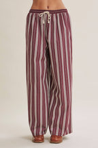 Vertical Stripe Wide-Leg Pants