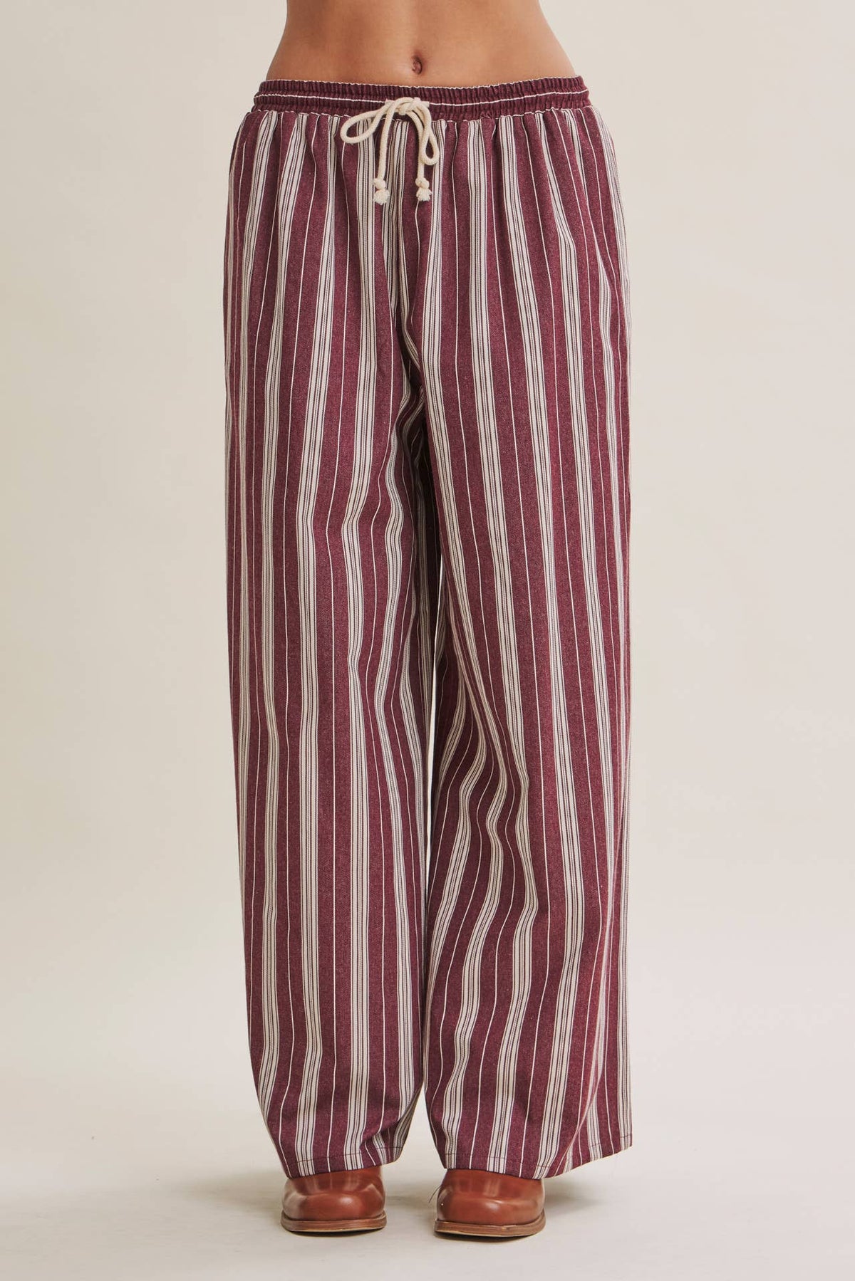 Vertical Stripe Wide-Leg Pants