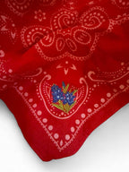Final Sale-Blue bonnet embroidered red bandana