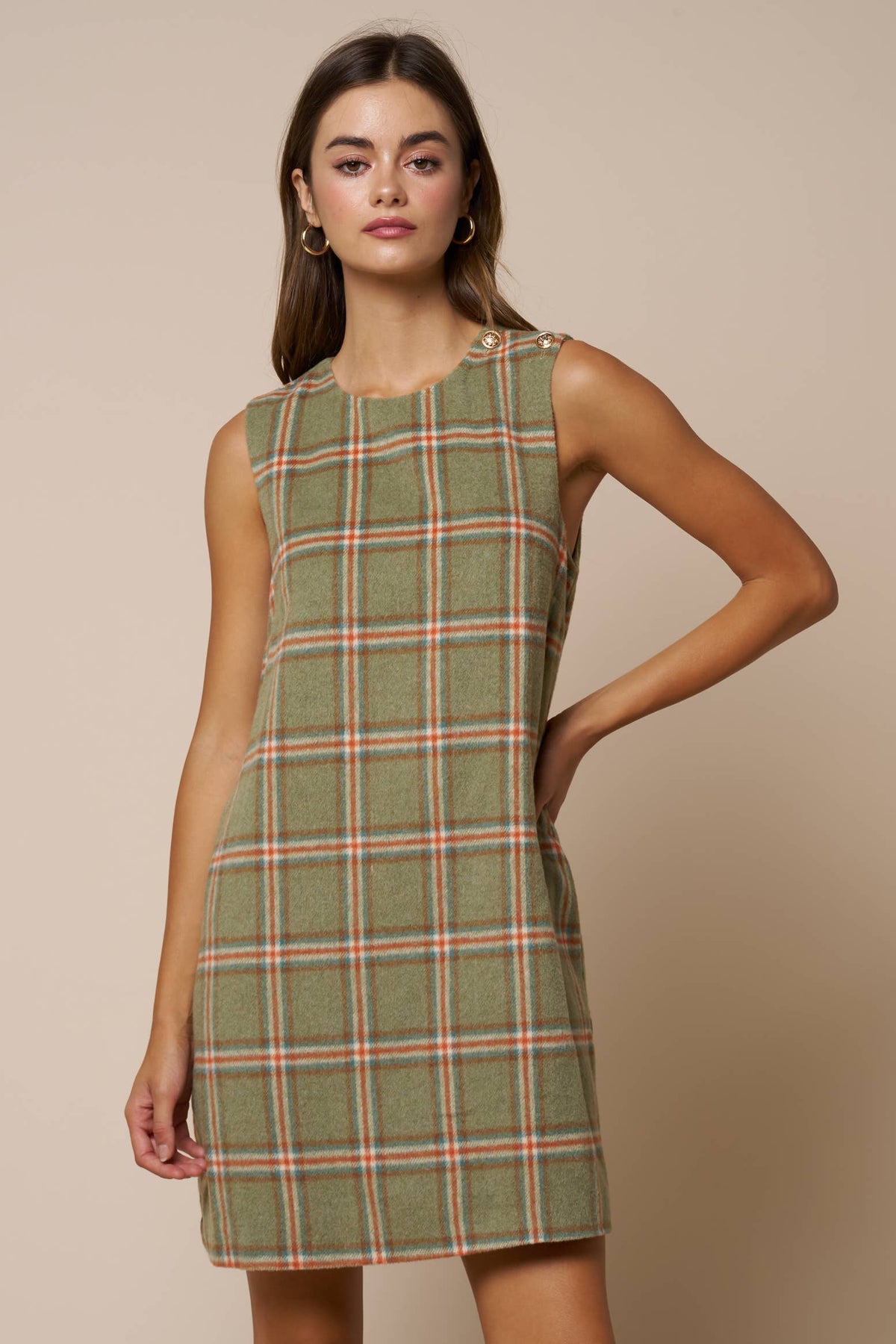Plaid Mini Shift Dress