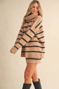 Oversized Stripe Turtle Neck