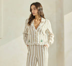 Final Sale-Flower Embroidered Striped Shirt