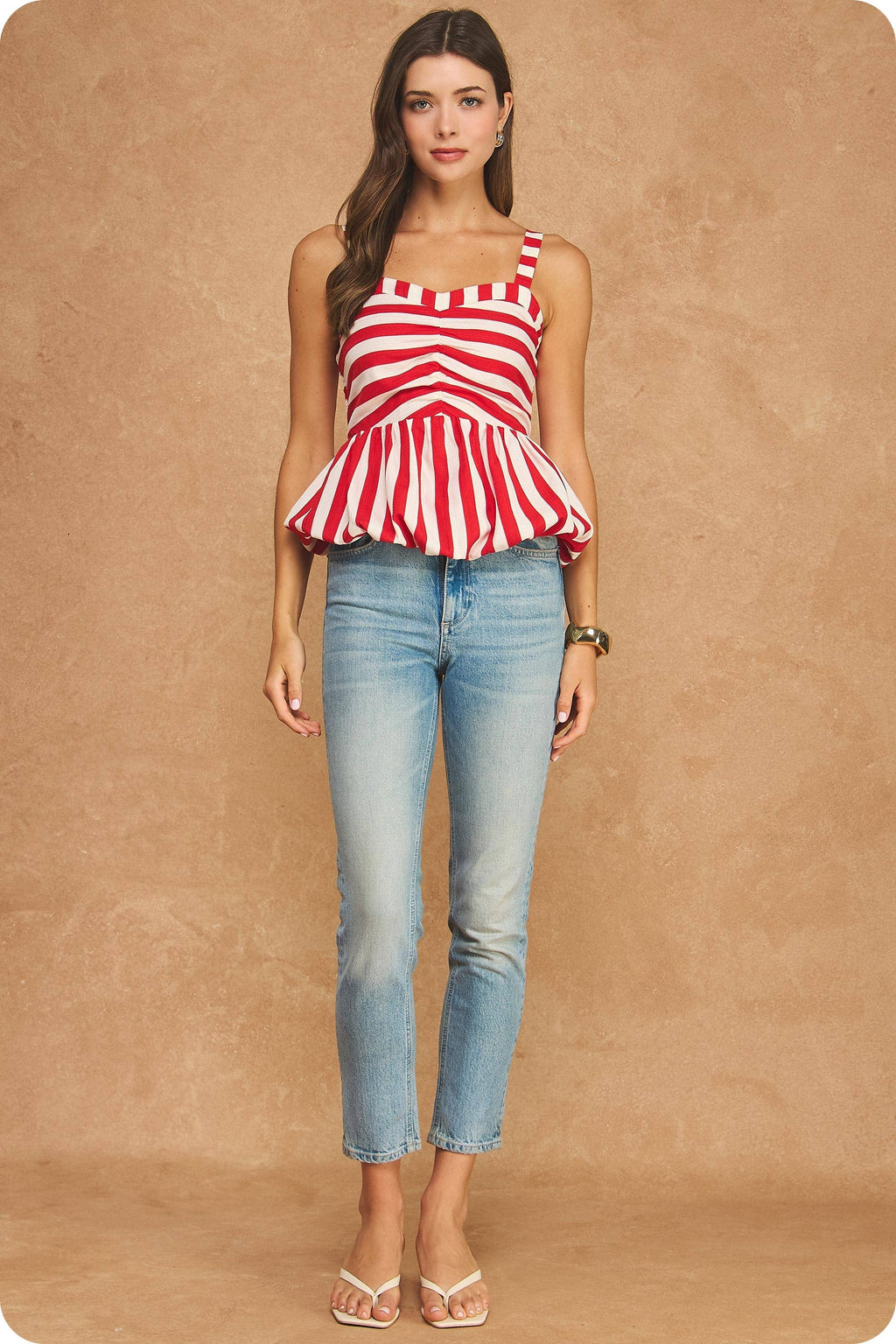 Final Sale-Striped Bubble Tank Top