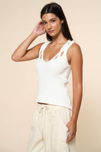 Final Sale-Ribbed Cut Out Knit Top