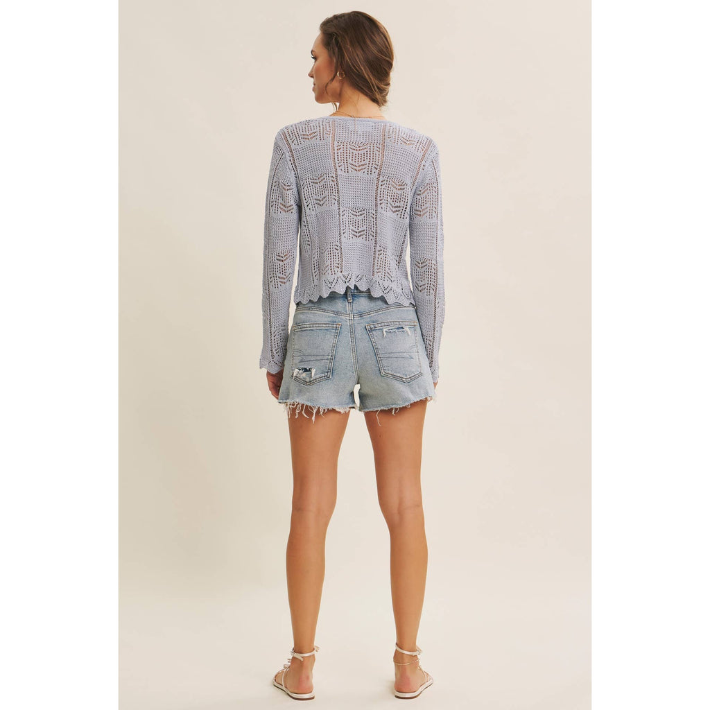 Final Sale-Cardigan W/Scallop Hem