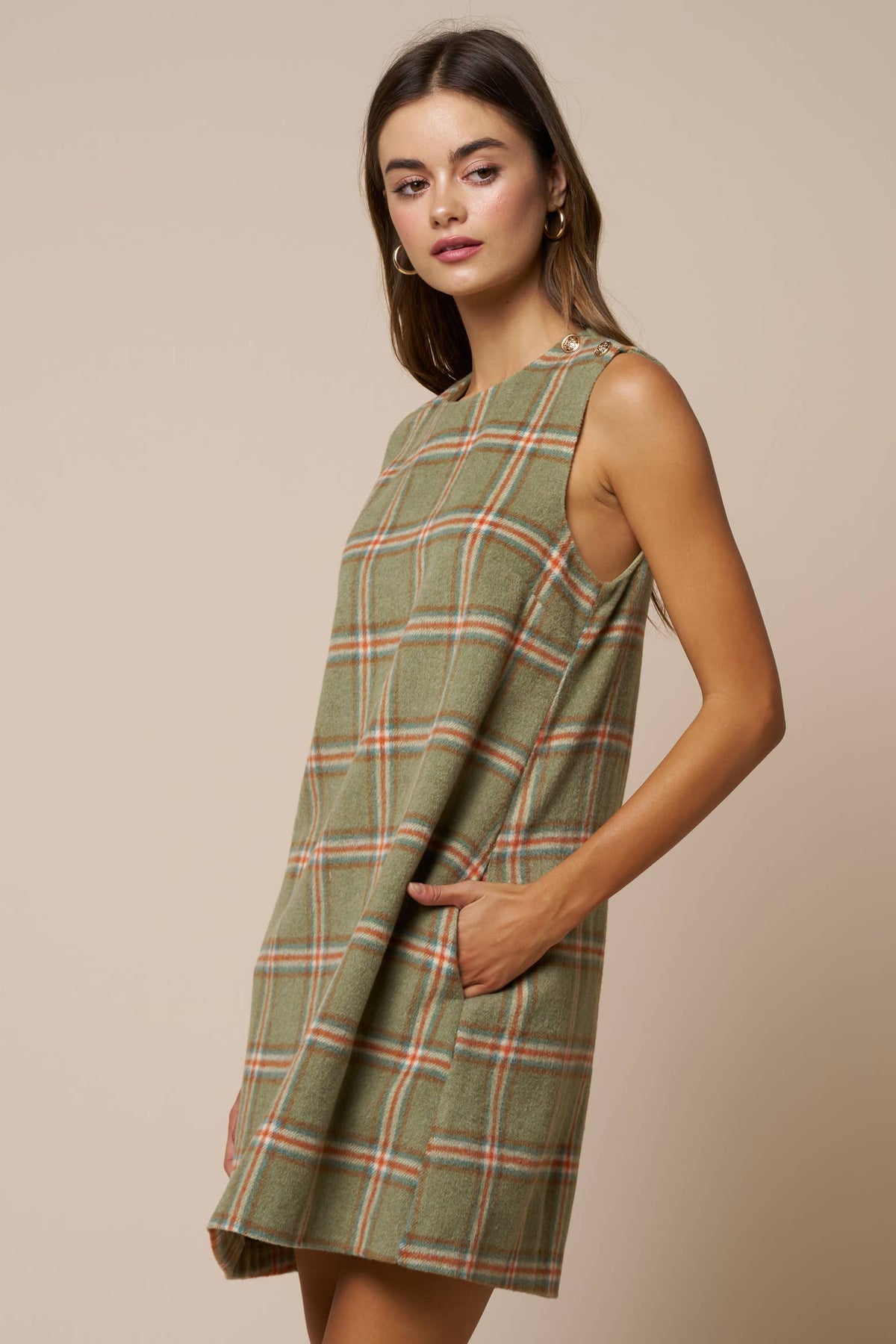 Plaid Mini Shift Dress
