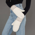 Ivory & Taupe Patterned Knit Mittens