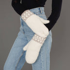 Ivory & Taupe Patterned Knit Mittens