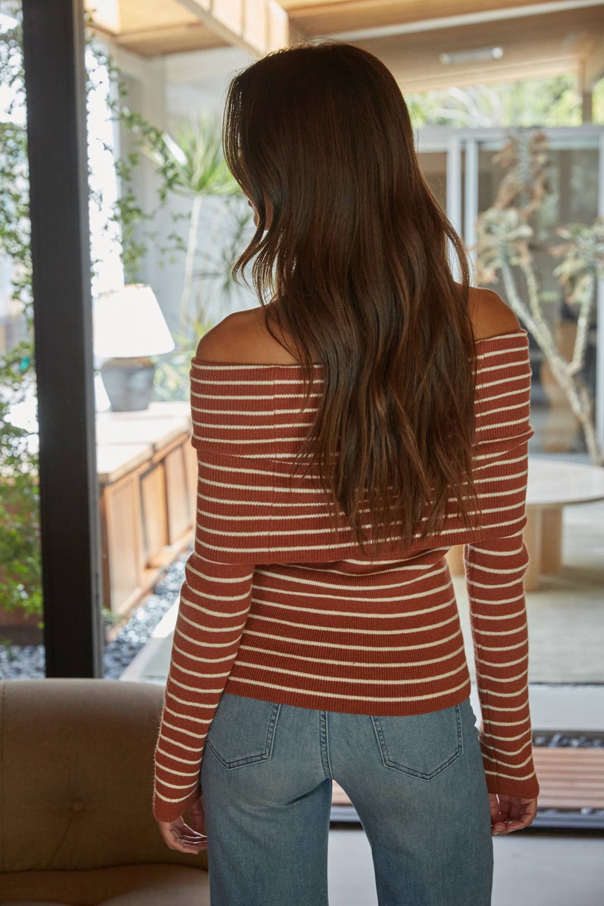 Striped Foldover Sweater