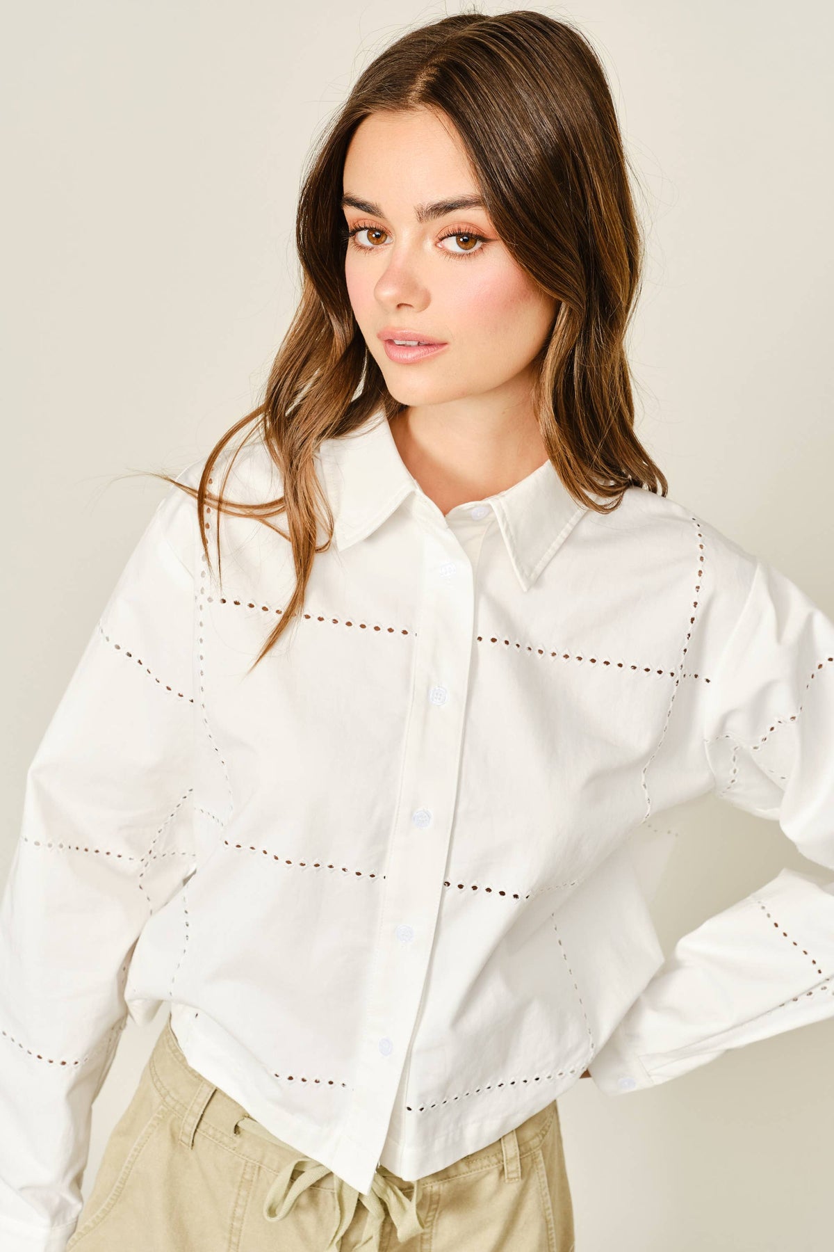 Eyelet Button Down Shirt