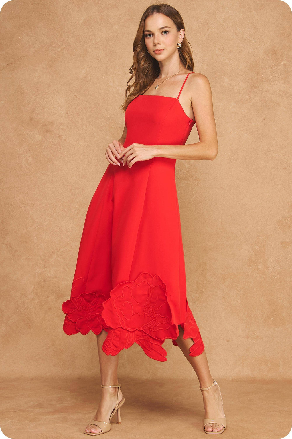 3D Floral Midi Dress