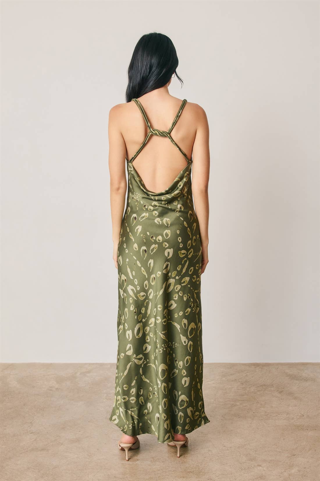 Animal Twisted Strap Maxi Dress