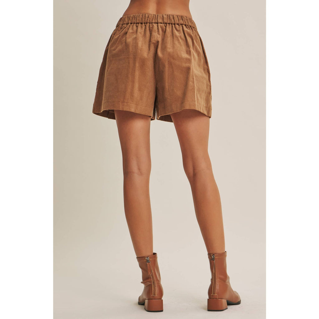 Corduroy Pleated Shorts