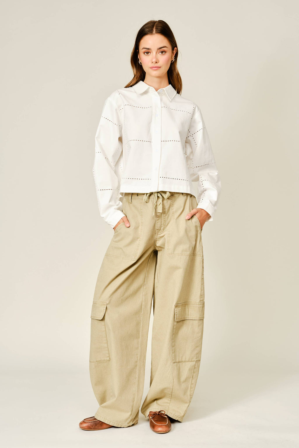 Eyelet Button Down Shirt