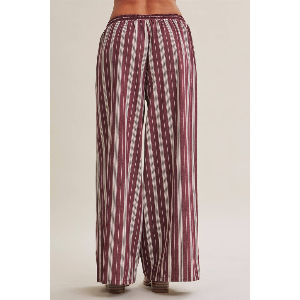 Vertical Stripe Wide-Leg Pants