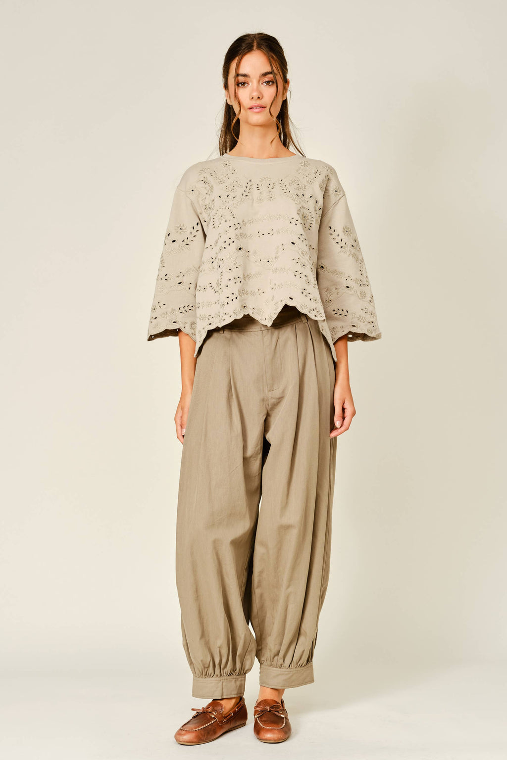 Eyelet Terry Sweatshirt