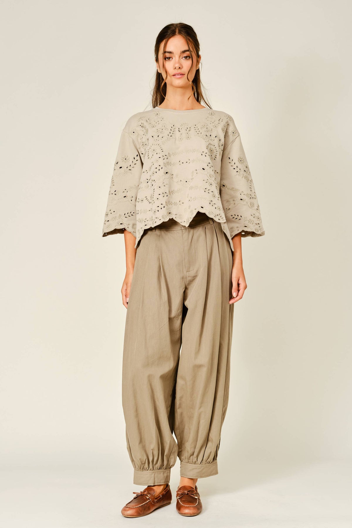 Eyelet Terry Sweatshirt