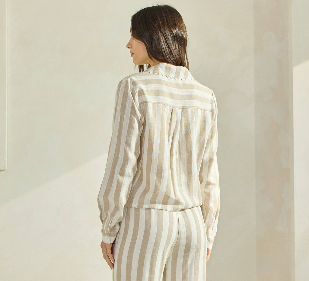 Final Sale-Flower Embroidered Striped Shirt