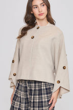 Wool-Blend Cape Coat