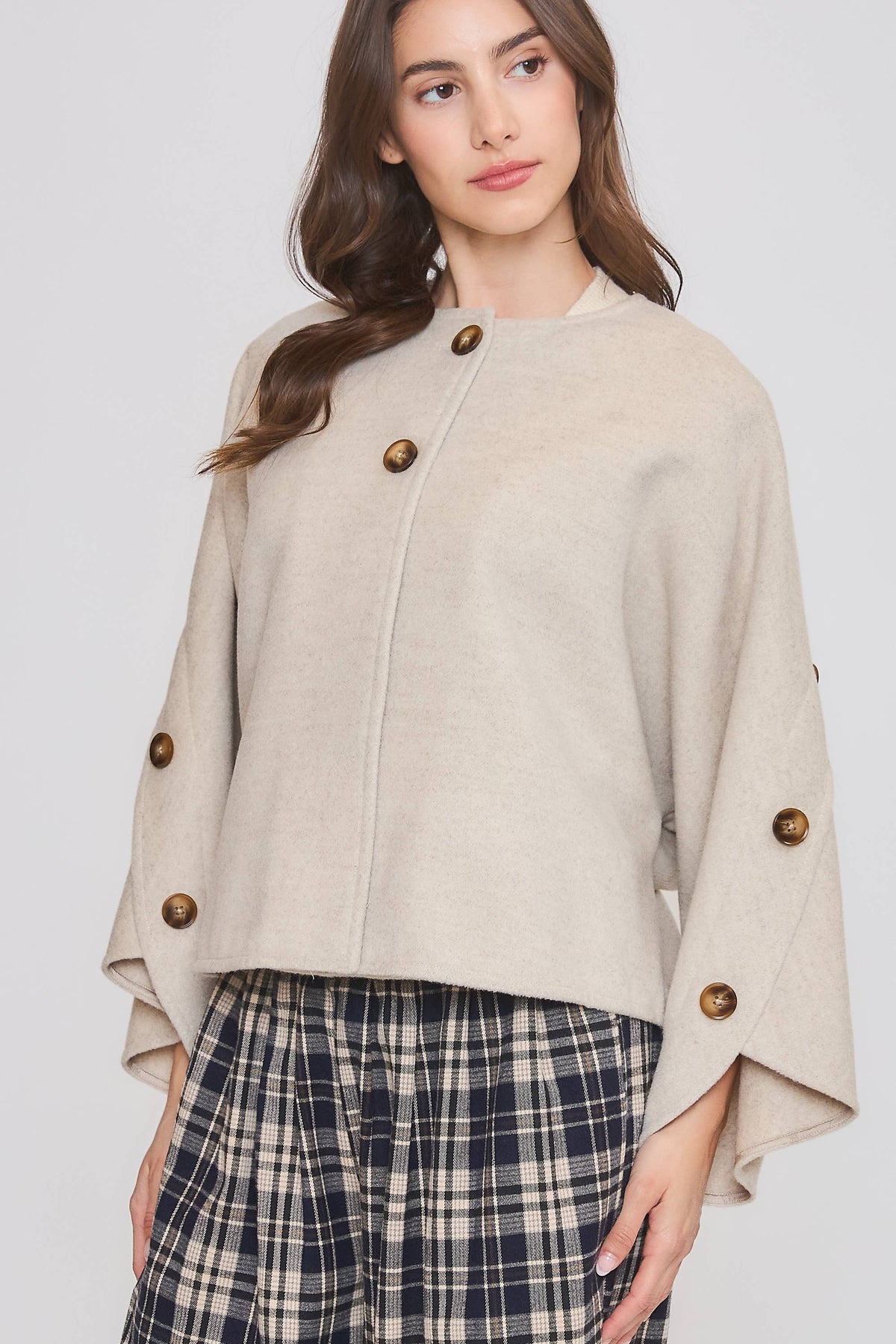 Wool-Blend Cape Coat
