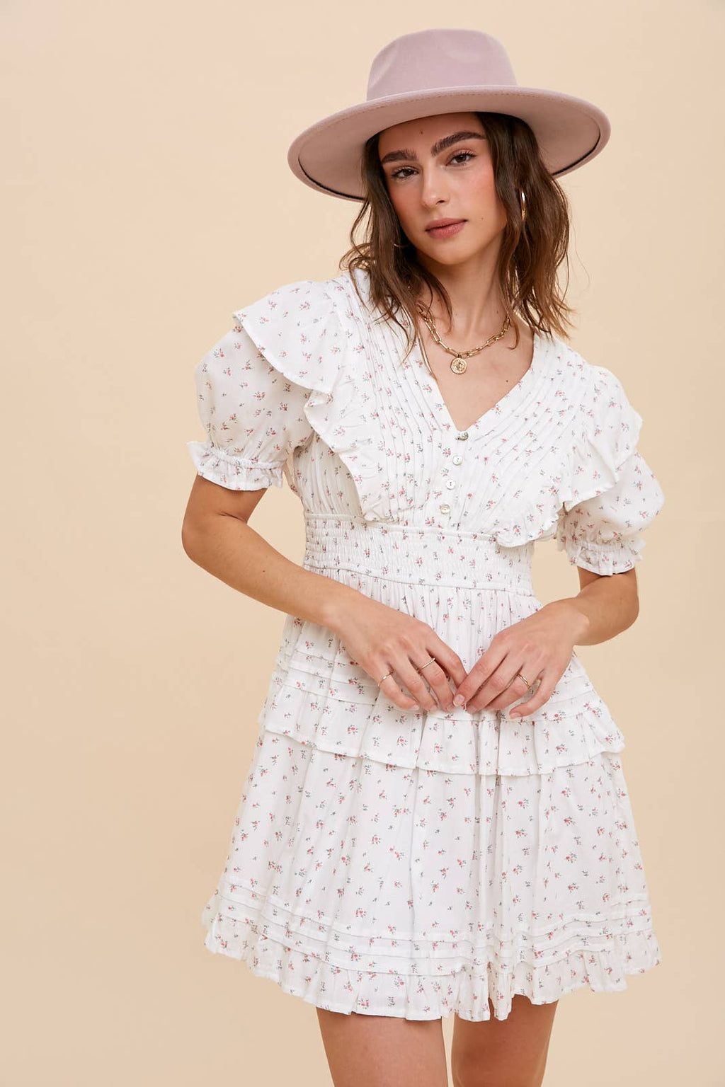 FInal Sale-Tiered Floral Mini Dress
